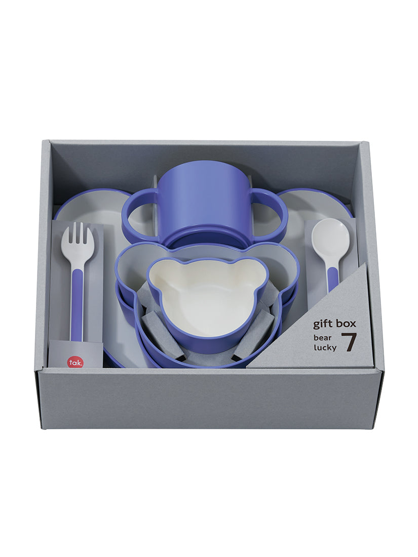 【キッズ】《tak》KIDS DISH gift box bear lucky7 / violet blue　7点セット