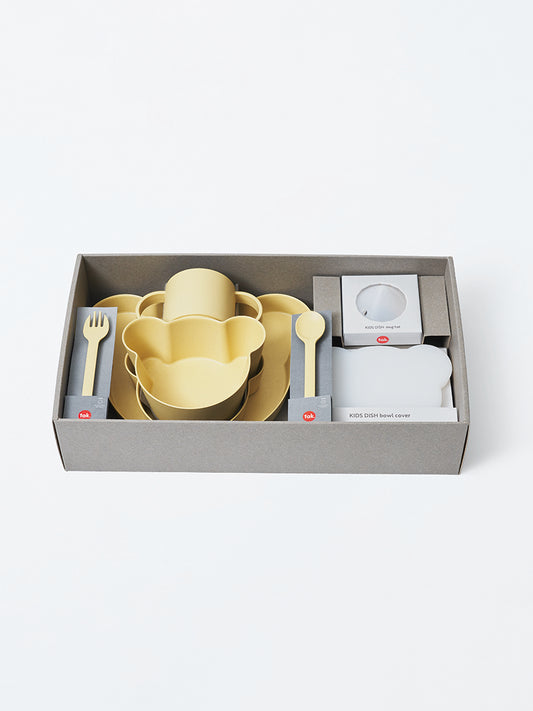 【キッズ】《tak》BIO KIDS DISH gift box bear big / yellow　8点セット　