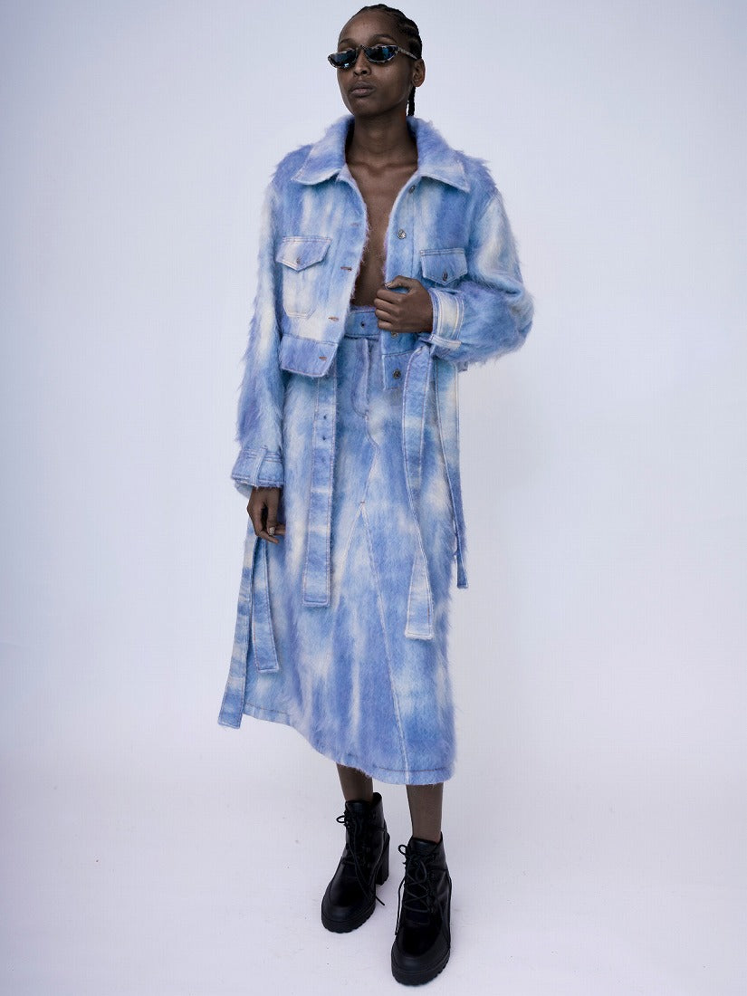 《KA WA KEY》"FLUFFY DENIM" DECONSTRUCTED A-LINE スカート