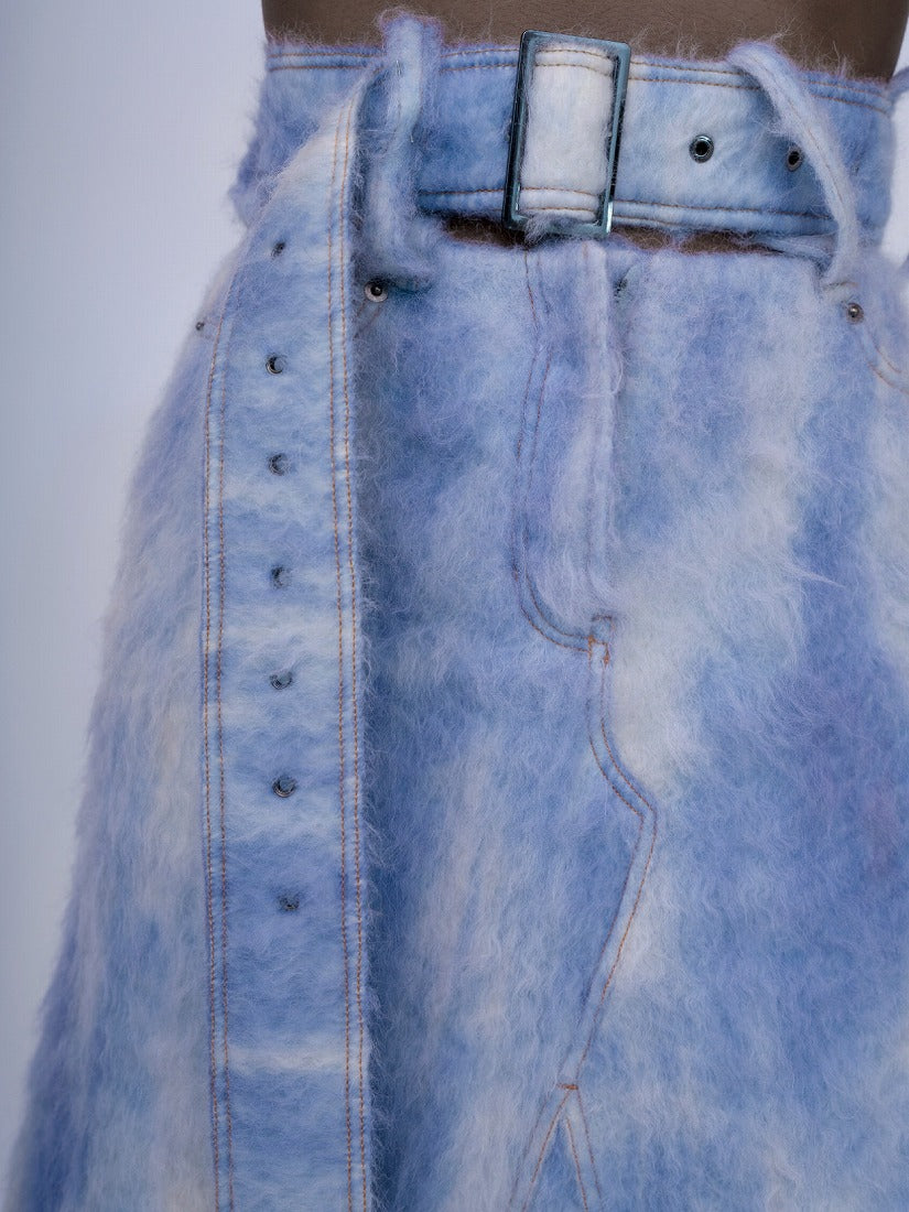 《KA WA KEY》"FLUFFY DENIM" DECONSTRUCTED A-LINE スカート