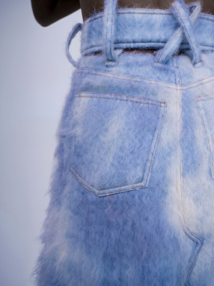 《KA WA KEY》"FLUFFY DENIM" DECONSTRUCTED A-LINE スカート