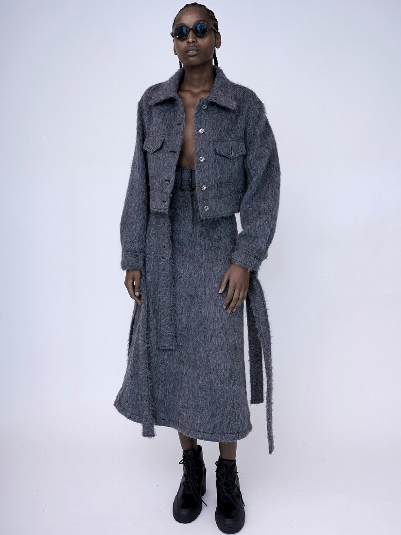 《KA WA KEY》"FLUFFY DENIM" DECONSTRUCTED A-LINE スカート