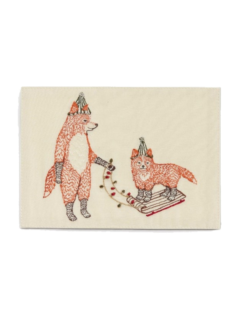 【再入荷】Holiday｜刺繍カード Christmas Fox on Sled