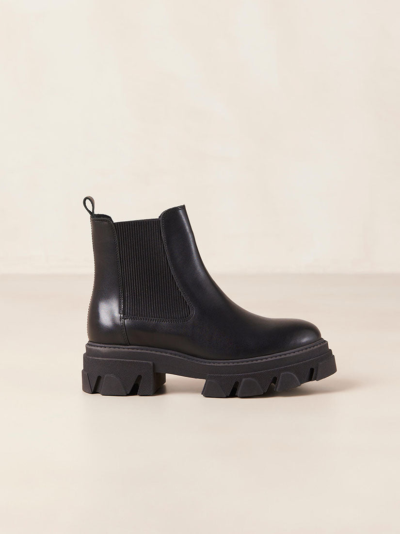 Berenice Black Leather Ankle Boots