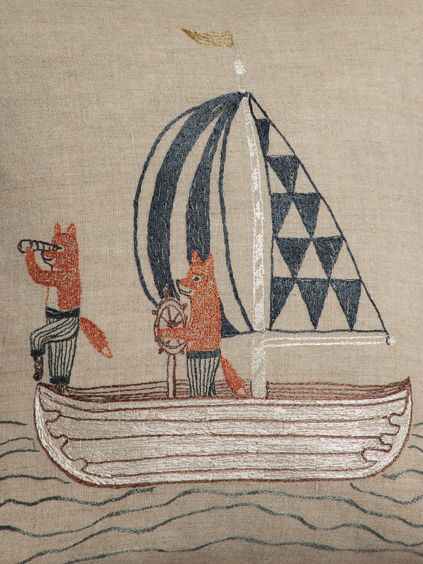 Coastal｜クッションカバー 30x30 Sailing Foxes