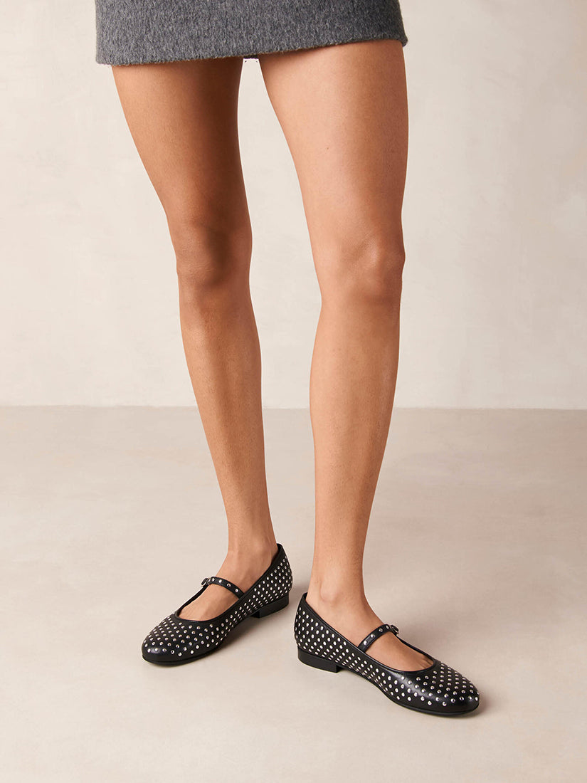 Lucien Black Leather Ballet Flats