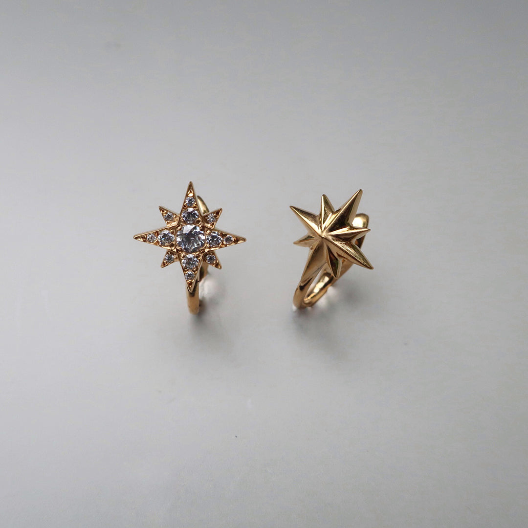 little star イヤリング gold / cubic zirconia（片耳用）