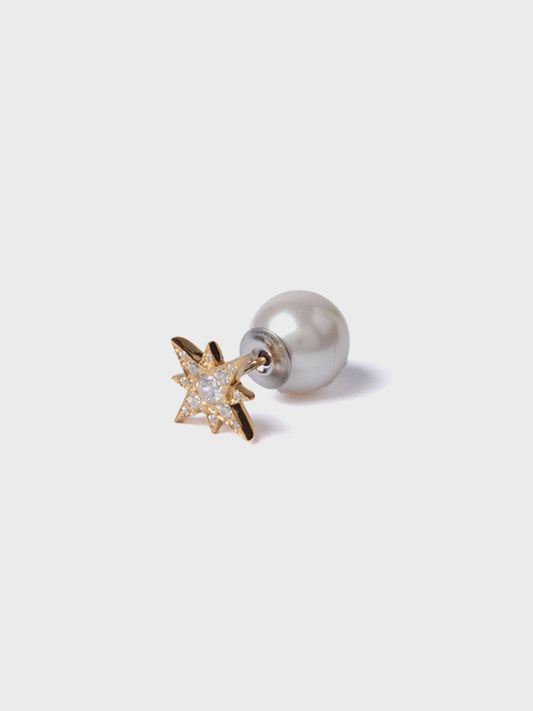 little star ピアス gold / cubic zirconia（片耳用）