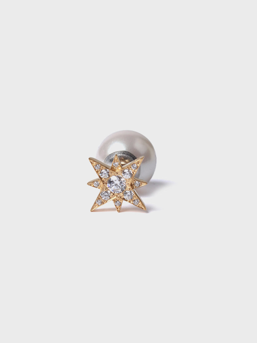 little star ピアス gold / cubic zirconia（片耳用）