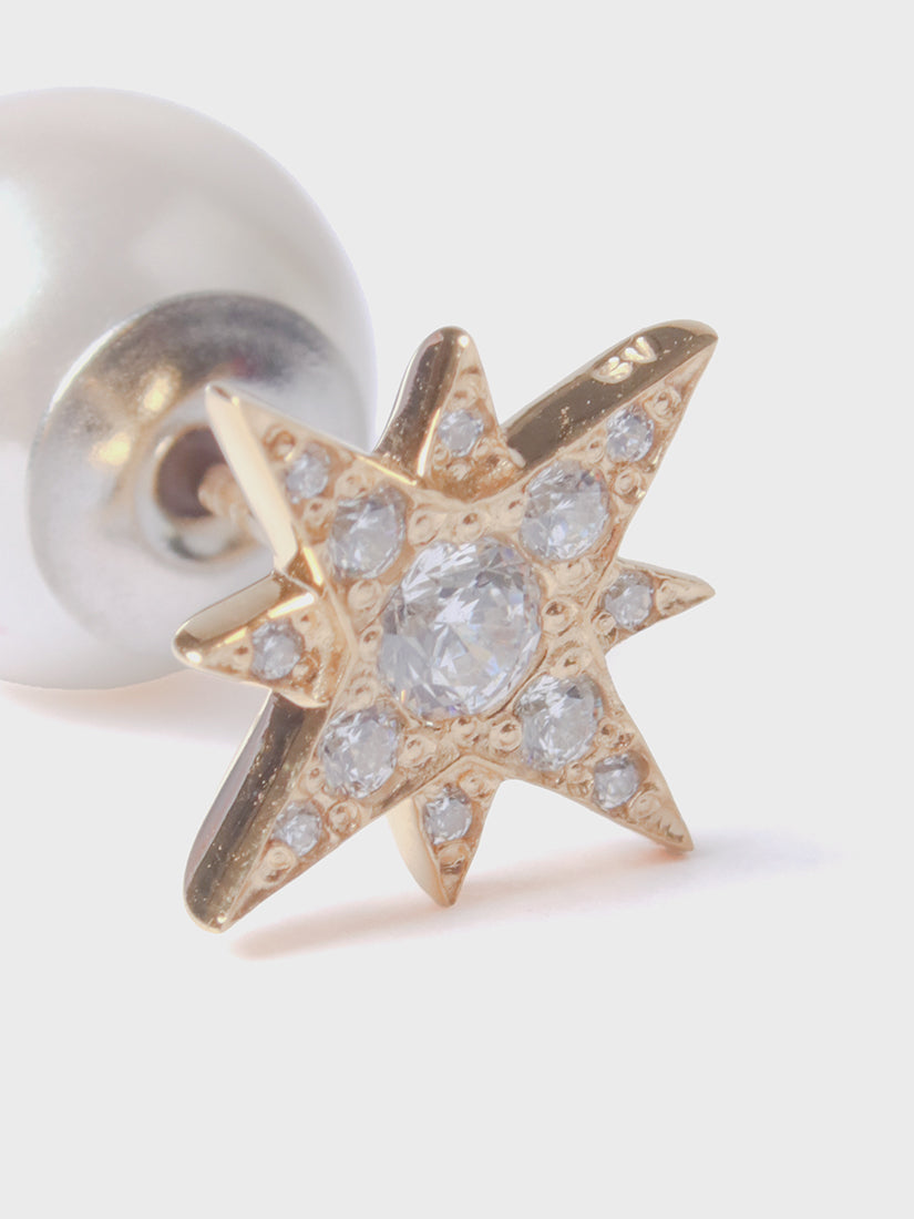 little star ピアス gold / cubic zirconia（片耳用）