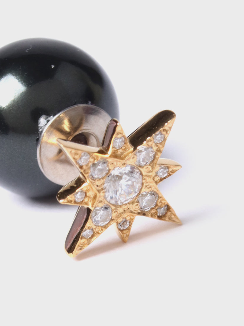 little star ピアス gold / cubic zirconia（片耳用）