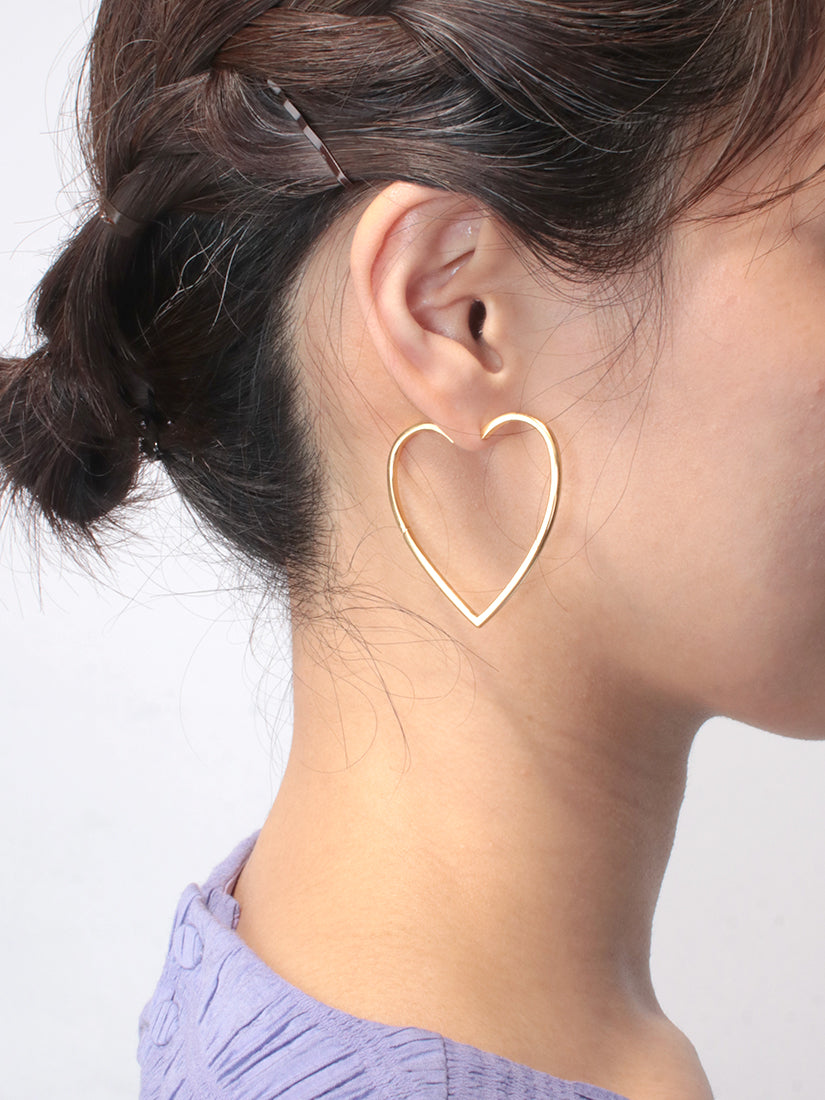 Hoop heart ピアス large / gold (片耳用)