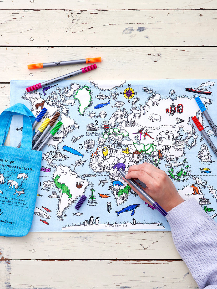 【キッズ】《Eatsleepdoodle》PLACEMAT  "to go"　world map