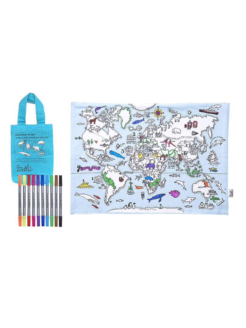 【キッズ】《Eatsleepdoodle》PLACEMAT  "to go"　world map