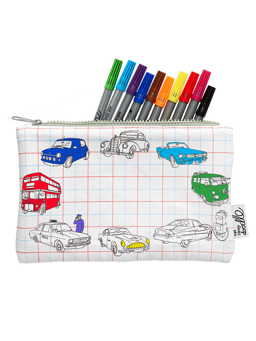 【キッズ】《Eatsleepdoodle》PENCIL CASE　cars, trucks and tractors