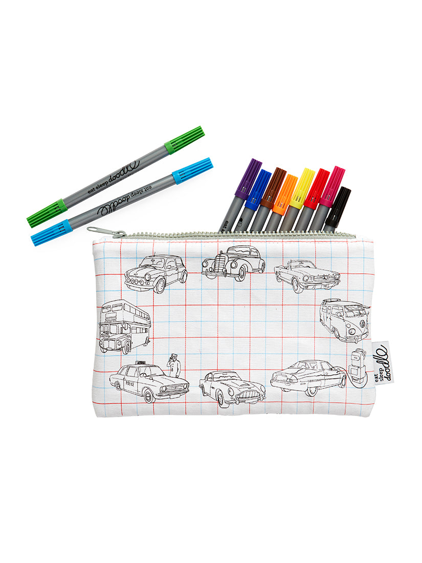 【キッズ】《Eatsleepdoodle》PENCIL CASE　cars, trucks and tractors