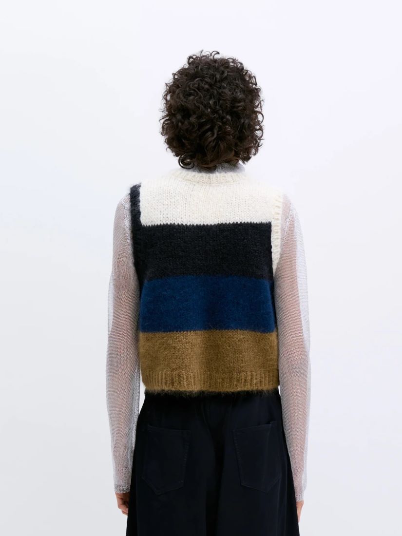 ALPACA & MOHAIR STRIPED WAIST コート