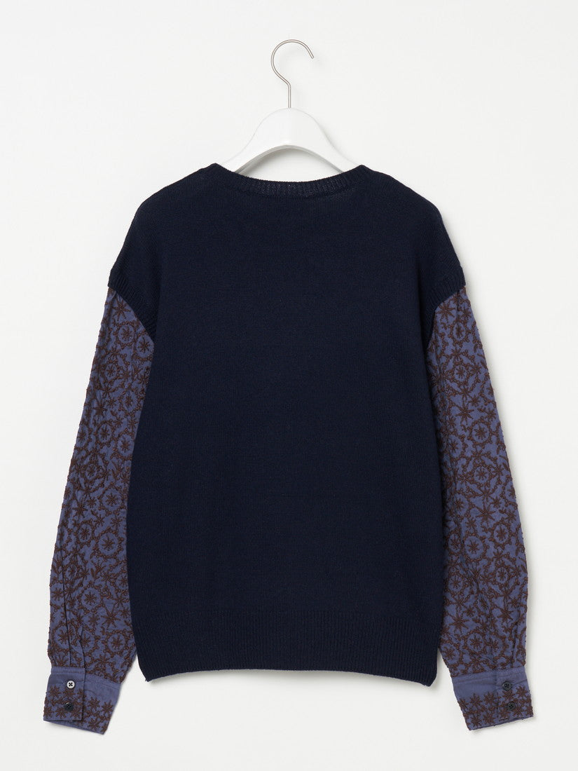 Knit Pullover with Embroidery Fabric セーター