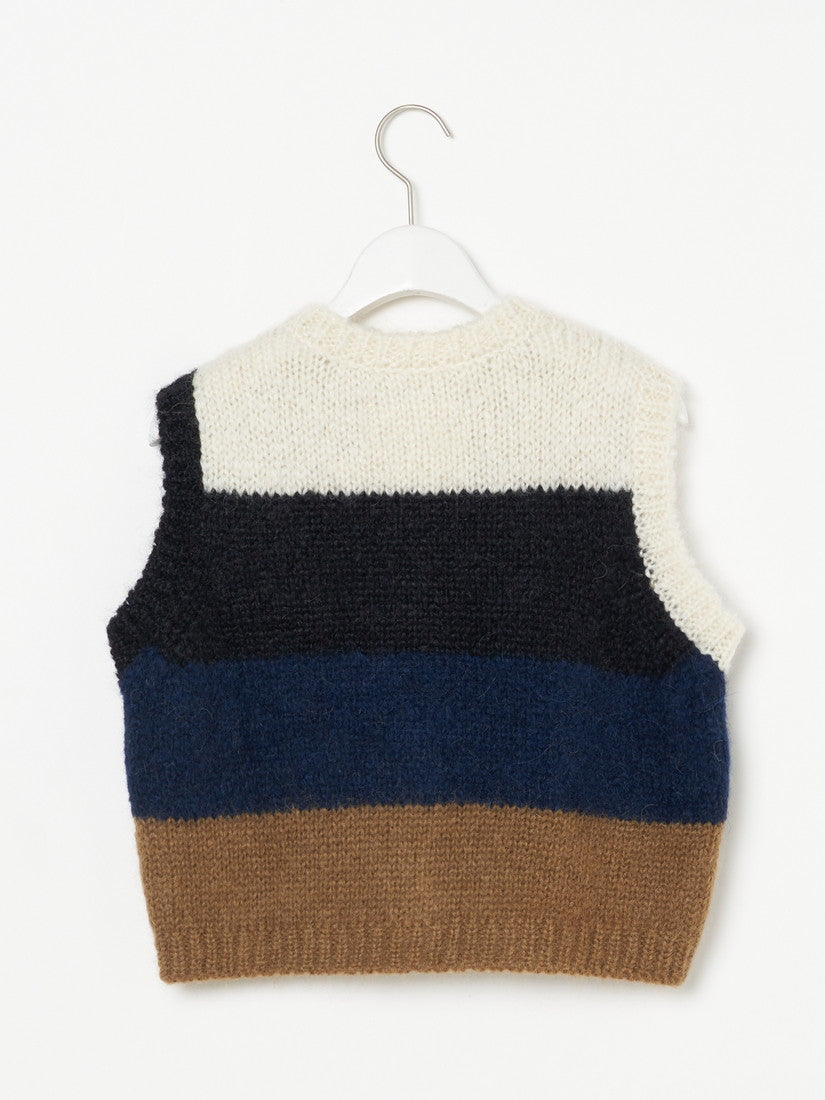 ALPACA & MOHAIR STRIPED WAIST コート