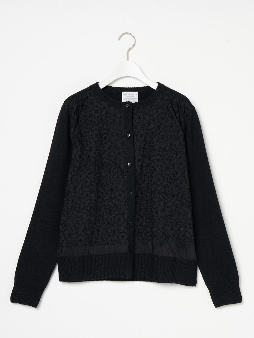 Knit Cardigan with Embroidery Fabric カーディガン