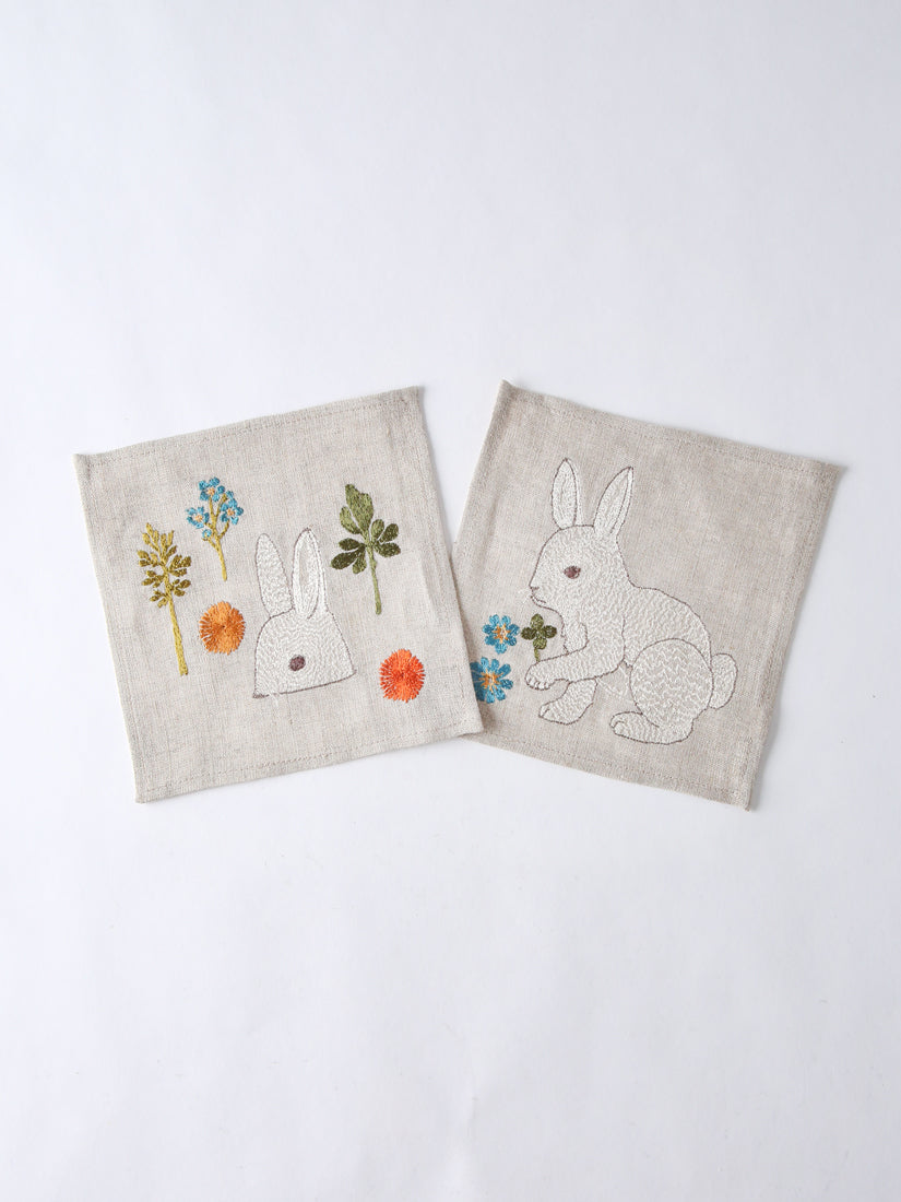 コースター 4枚セット Bunnies and Blooms