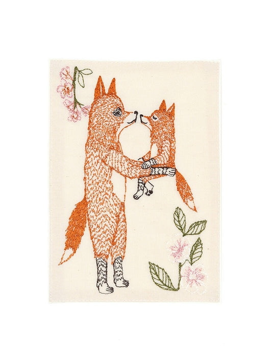 刺繍カード Fox Mama