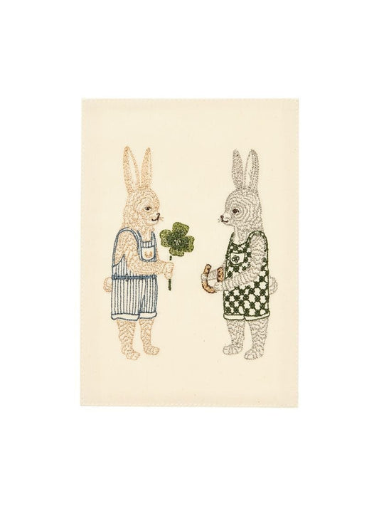 刺繍カード Good Luck Bunnies